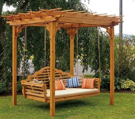 Amazing Creativity Cedar Pergola Swing Bed Stand An Elegant Swing