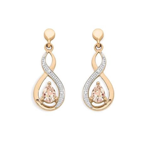 Morganite And Diamond Drop Earrings York Jewellers Au Color Stones