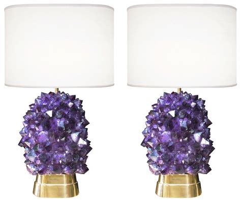 Everything about this nursery knocked my socks off! 1stdibs.com | Pair of Amethyst & Bronze Lamps | Bronze ...