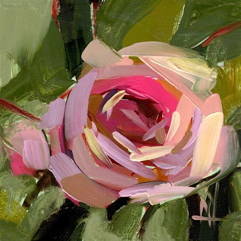 Pink Rose No 14 Art Print By Angela Moulton 8 X 8 Inch Artpainting