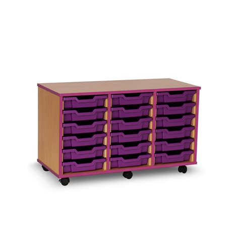 monarch mobile school shallow tray storage unit 18 trays beech meq3w purple