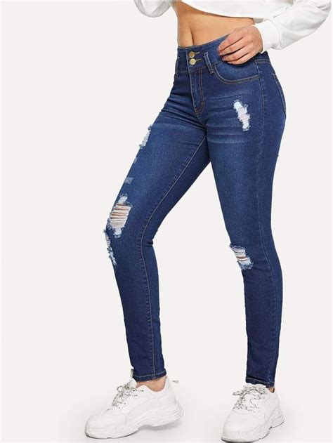 Shein Distressed Faded Jeans Cute Ripped Jeans Ripped Jeans Outfit
