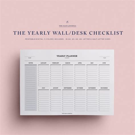 Yearly Planner Printable Yearly To Do List Yearly Tasks Etsy