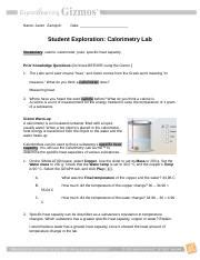 Calorimetry lab gizmo answers activity. M11L2M1CalorimetryLabGizmo - Name Date Student Exploration ...