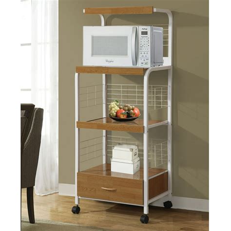 Home Source Gerard Beech And White Microwave Cart