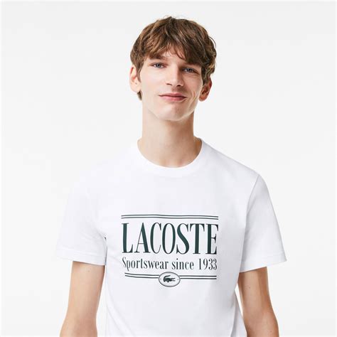 Lacoste Erkek Regular Fit Bisiklet Yaka Baskılı Beyaz T Shirt TH0322