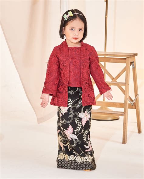 Baju Kebaya Batik Lace Estela Kids Ruby Red Muslimahclothingcom