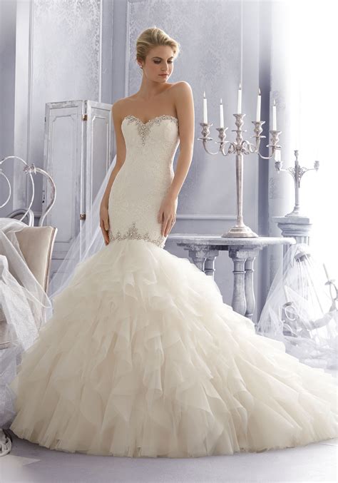 We offer a diverse range of lace and crystal trims or edgings that are great for adding that finishing touch to a dress or veil. Crystal Beaded Lace with Ruffles Wedding Dress | Style ...