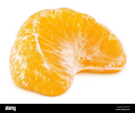 Slice Of Tangerine Or Mandarin Citrus Fruit Isolated On White