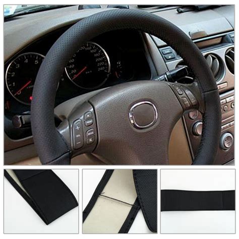 Pu Leather Car Steering Wheel Cover With Needles And Thread For