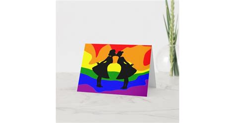 Lesbian Couple Silhouette Birthday Greeting Card