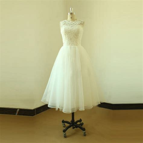 Buy Ivory Tea Length Wedding Dresses A Line Sleeveless