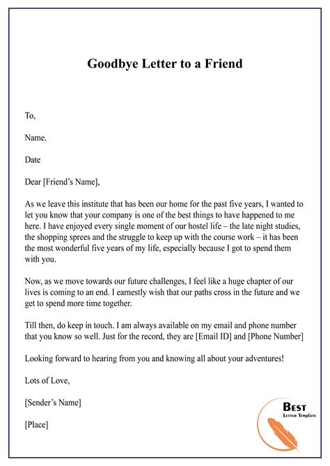 Dear tabitha, i must say i was shocked but excited when you announced that you will be traveling to africa and other adventurous places around the world for the foreseeable future. Goodbye Letter To Friend - Letter