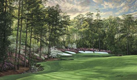 While augusta national golf club may look somewhat flat in the picture above, the property actually features dramatic elevation changes, the property dips over 175 feet from the clubhouse to the left of this picture down to the 12th green almost all the way to the right. 13th Hole, "Azalea," Augusta National Golf Club