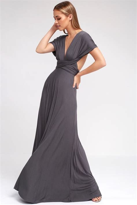 Tricks Of The Trade Dark Grey Maxi Dress Flattering Bridesmaid Dresses