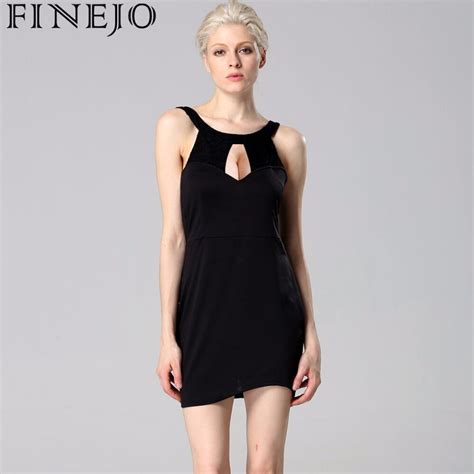 Finejo 2017 New Women Fashion Backless Sexy Dress Black Lace Sleeveless Dresses Slim Casual Mini