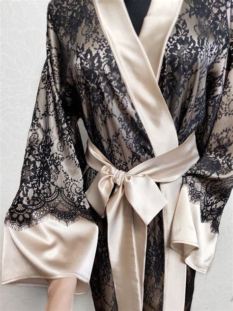 Long Silk Robe Silk Kimono Robe Boudoir Robe Silk Plus Etsy