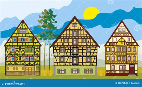 Three Houses In A Row Stock Illustration Illustration Of Apartment