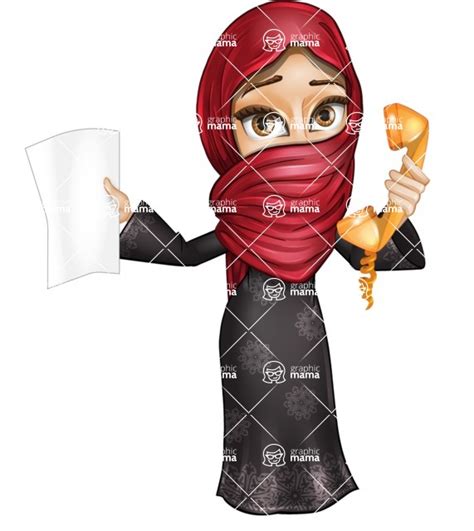 Muslim Girl With Hijab Scarf Cartoon Vector Character Office Fever