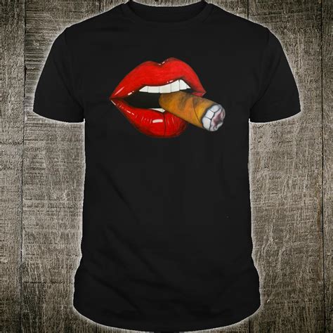 sexy women smoke cuban cigar vixen red lips smoking shirt unisex tshirt