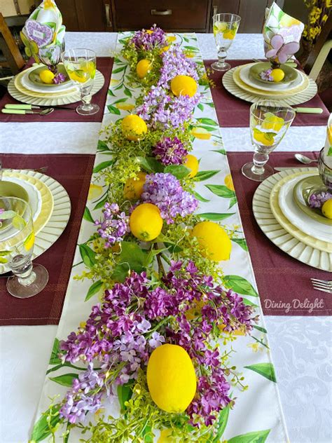 Dining Delight Lilacs And Lemons Spring Tablescape Table Arrangements