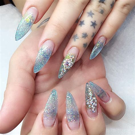 Clear glitter nail art with Swarovski crystals | Clear ... Sheepy isn't pulling the wool over anyone's eyes—it's far too sparkly for that!