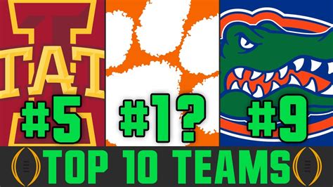 The Top 10 Teams In College Football Ranking College Football Teams