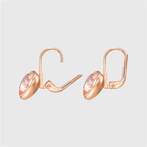 Swarovski Bella Heart Pierced Earrings Pink Rose Gold Tone Plated