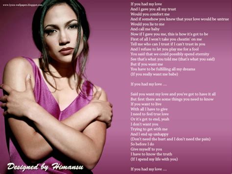 Lyrics Wallpapers Jennifer Lopez If You Had My Love