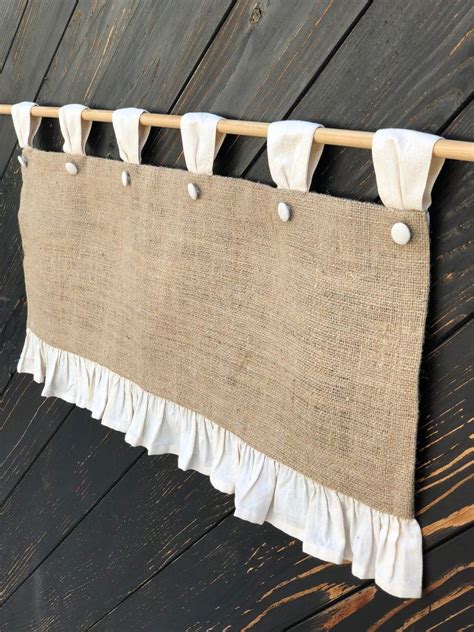 Burlap Curtains Cottage Kitchen Ruffle Valance Simple Rustic Etsy