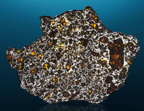 Extraterrestrial Peridot In A Complete Slice Of Admire Meteorite