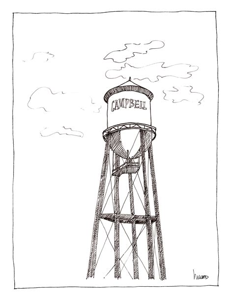 Water Tower Coloring Pages Sketch Coloring Page