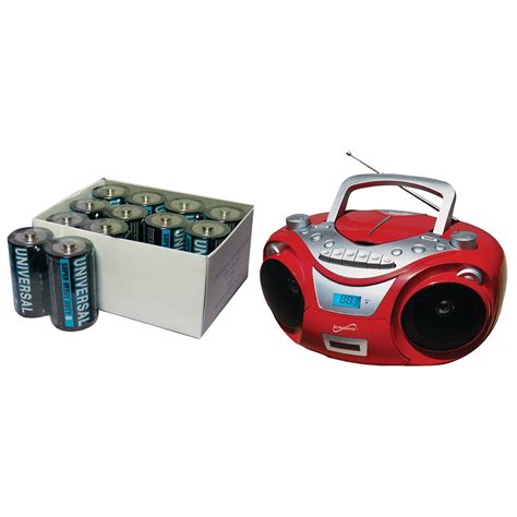 Supersonic Sc 709 Red Portable Mp3 And Cd Player With Cassette Recorder