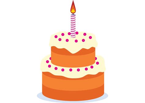 Cake with one birthday candle. Birthday cake free vector drawing