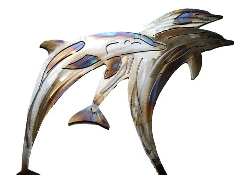 Stainless Steel Dolphin Metal Wall Art Pod Of Dolphins Beach House