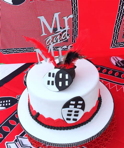 Red And Black Swazi Traditional Wedding Cake At Shonga Events