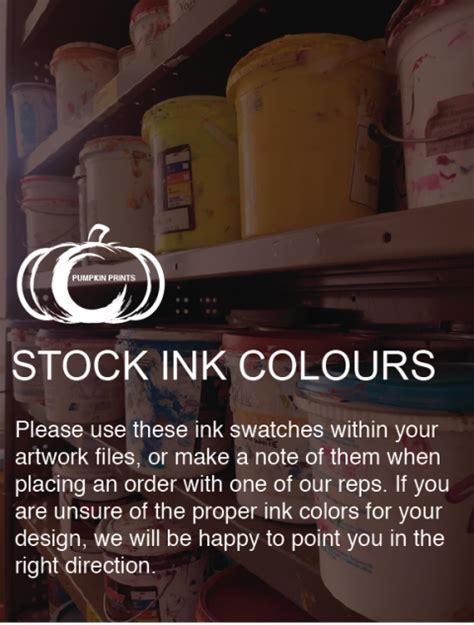 Stock Ink Colours Pumpkinprints