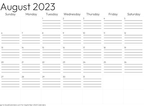 Top 5 Picks For Printable August 2023 Calendars Calendarsreview