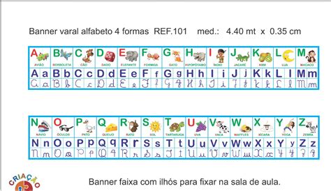 Banner Alfabeto 4 Letras Sala De Aula Medindo 440 M X 035m R 7990