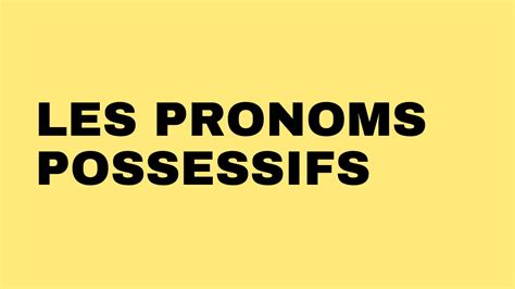 Grammaire Les Pronoms Possessifs Tout Le Français