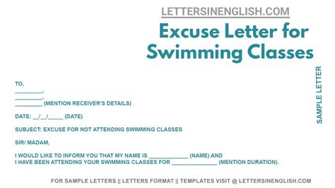 excuse letter for swimming classes sample letter of excuse for taking leave from swimming
