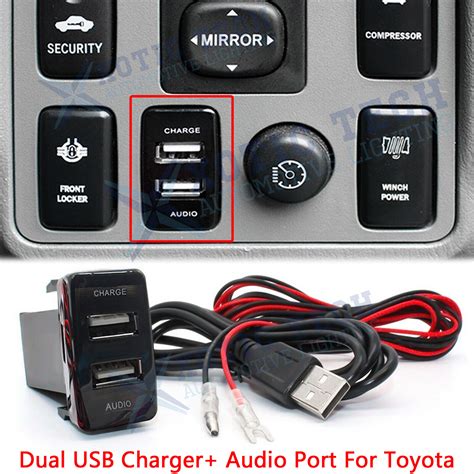 Car Dual Usb Charger Audio Port Adapter For Toyota Tacoma 4runner