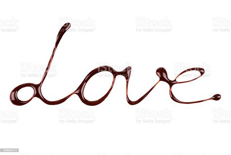 The Word Love Written By Liquid Chocolate On White Background Stock