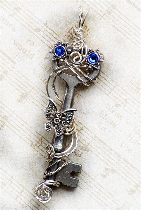 Antique Skeleton Key Necklace Wire Wrapped Skeleton Key Etsy