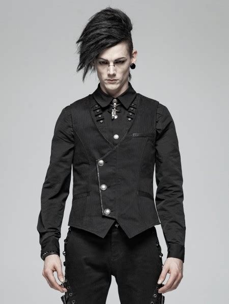Punk Rave Black Gothic Simple Vest For Men Darkincloset Com