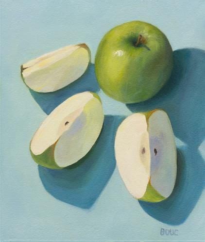 Daily Paintworks Sliced Granny Smith Apples Original Fine Art For