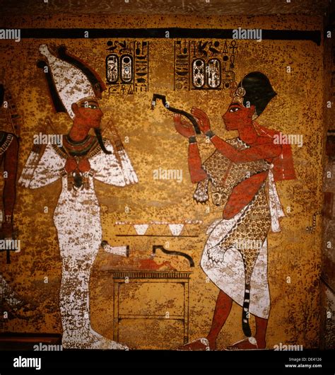 Wall Painting From The Tomb Of Tutankhamun Showing King Aye Stock Photo