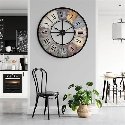 Vintage Xxl Antique Metal Wall Clock Shabby Style Ø80 Cm Wall