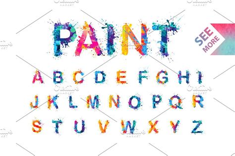 Set Of Splash Letters Vector Watercolor Splash Graphic Design