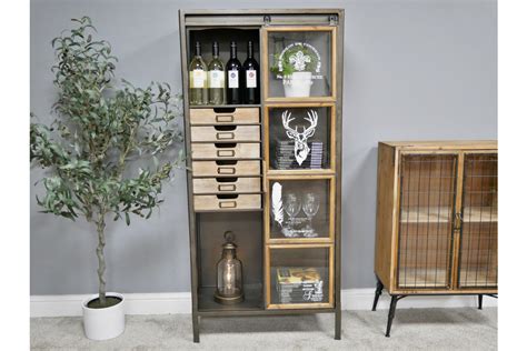 Metal Industrial Display Cabinet With Stag Print | Industrial cabinet, Industrial style ...